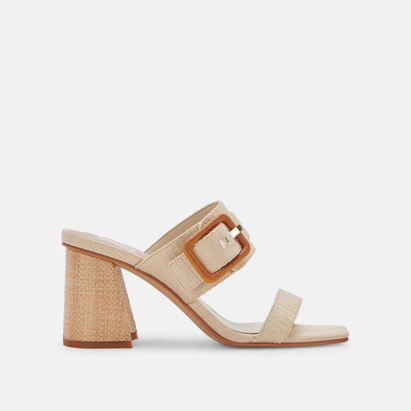 POSY HEELS IN NATURAL RAFFIA | DolceVita.com