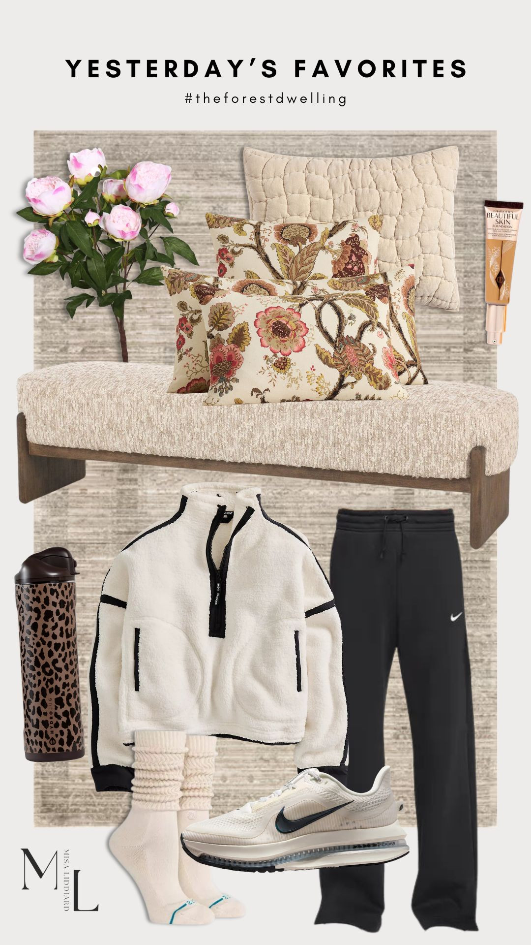 Yesterday's faves are so good! The most comfortable shoes I've owned in a long time. The water bottle quickly became my new favorite. This is the upholstered bench that I have styled at the foot of my bed. Amazing quality. Recently swapped out bedding for spring! 

 #LTKdayinmylife #LTKSeasonal #LTKHome