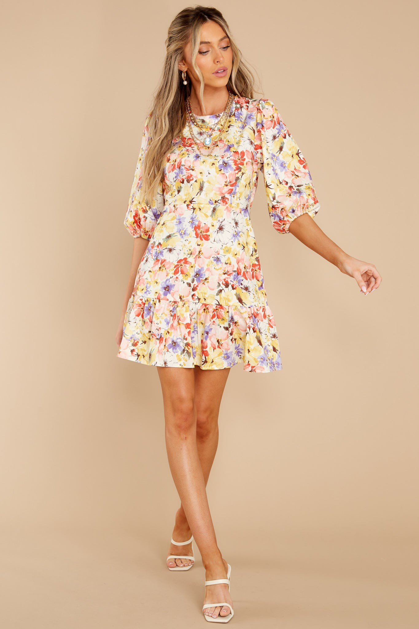So 'Fleur'tacious Yellow Multi Floral Print Dress | Red Dress 