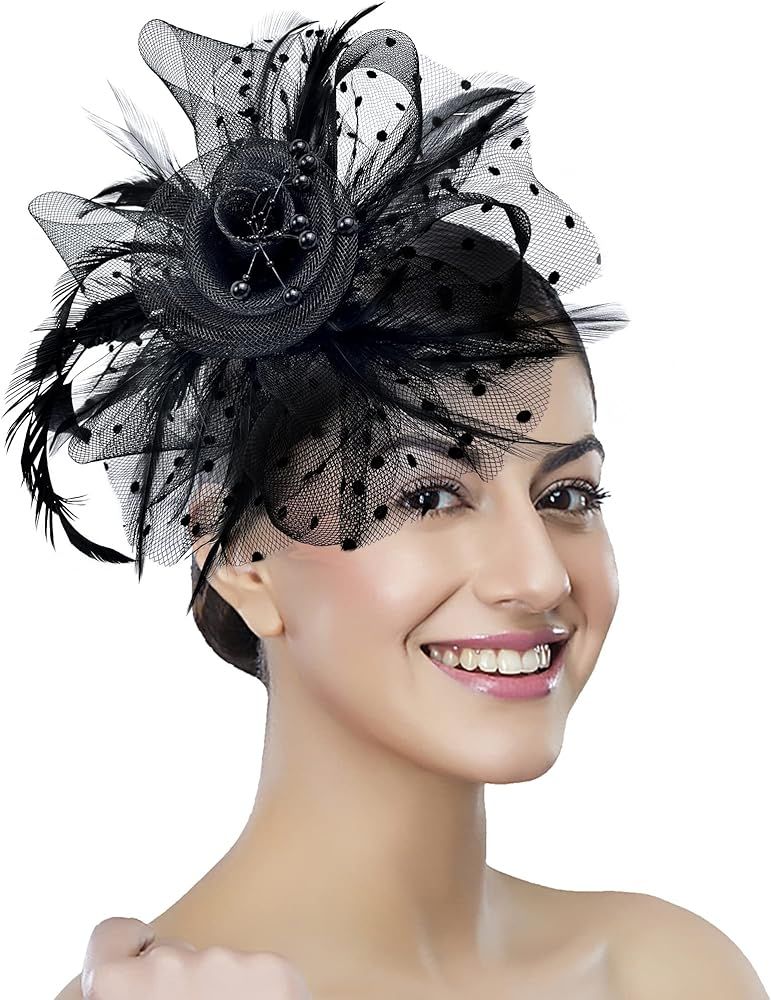 Bniksok Fascinators Hat for Women Tea Party Headband Flower | Amazon (US)