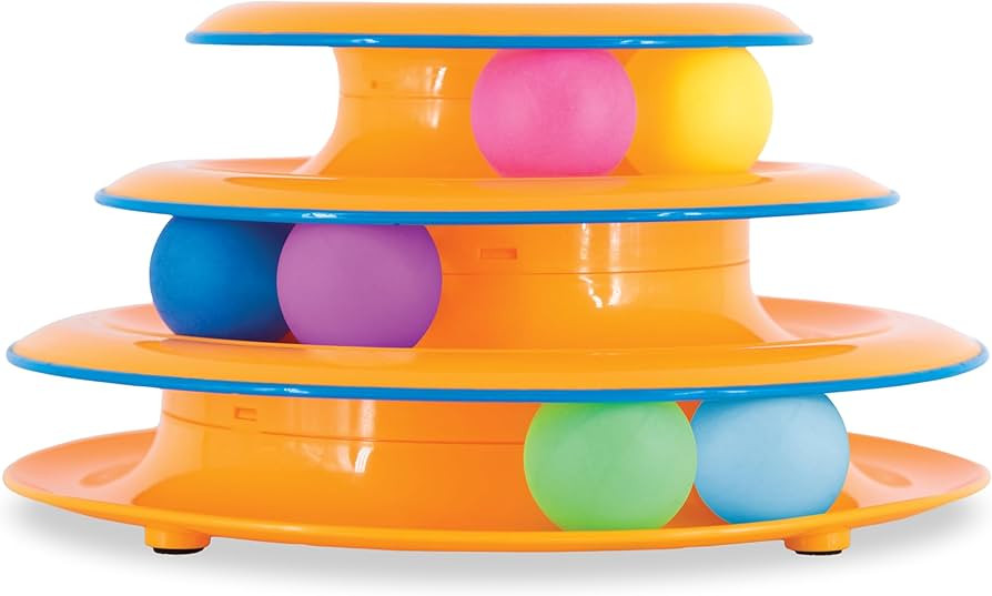 Catstages Tower of Tracks Cat Toy – 3-Level Track Tower with 6 Balls, Interactive Cat Toy for I... | Amazon (US)