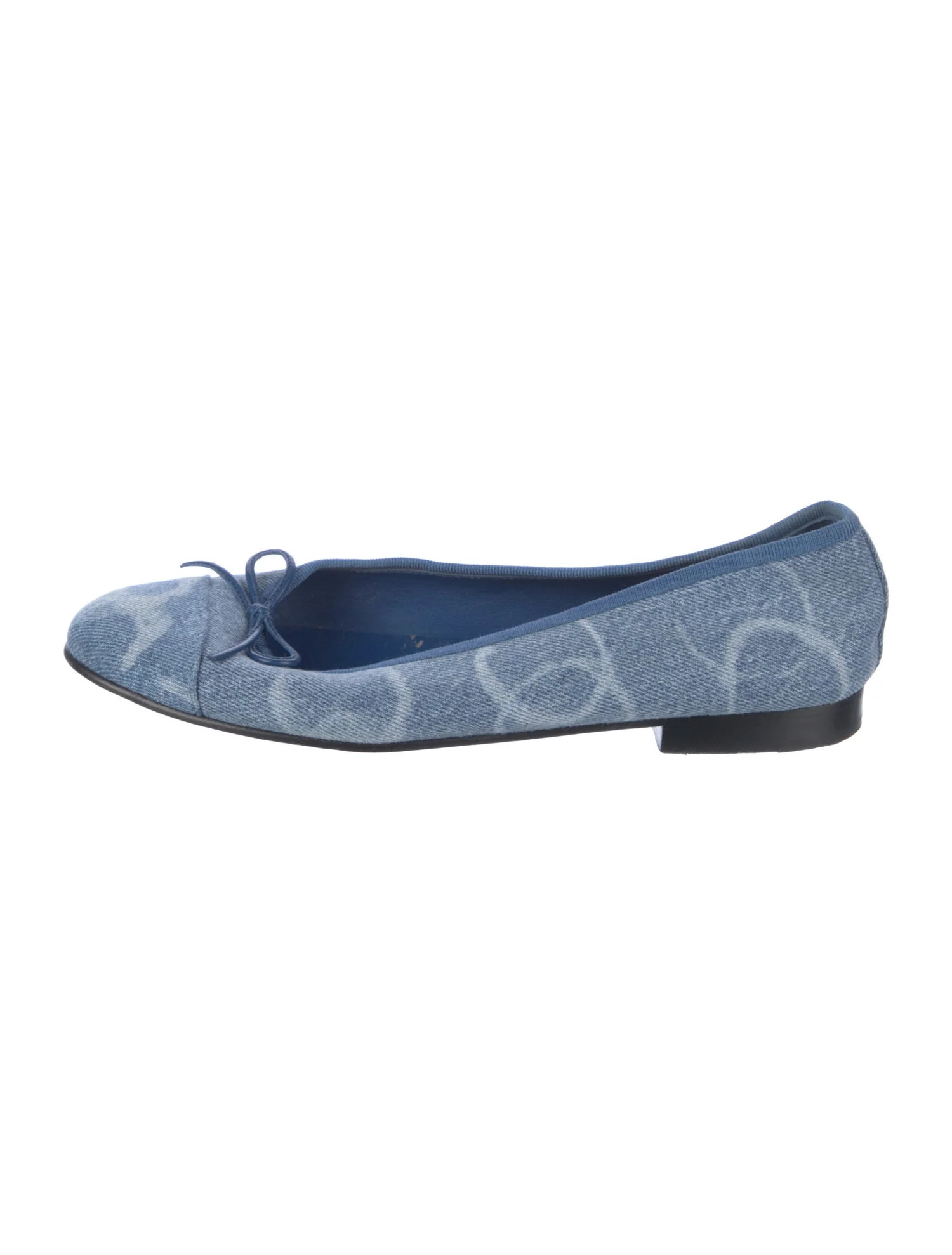 Chanel Interlocking CC Logo Denim Ballet Flats | The RealReal