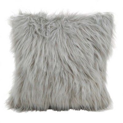 18"x18" Poly Filled Long Hair Faux Fur Square Throw Pillow - Saro Lifestyle | Target