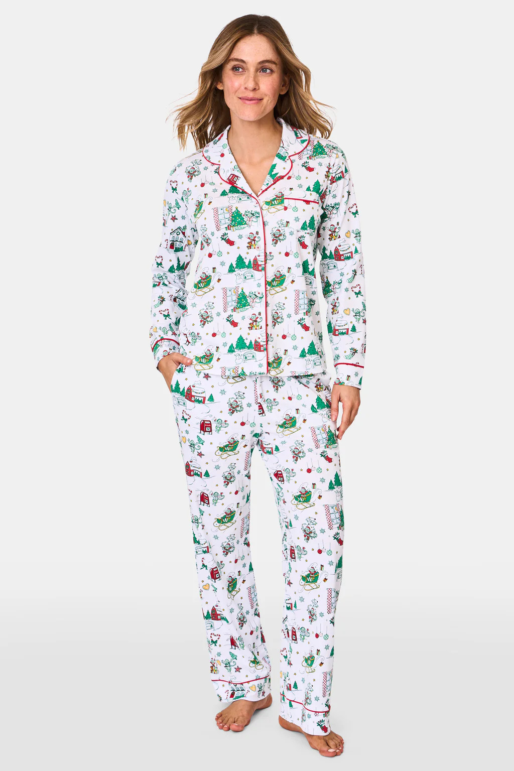 Snow Village Long Sleeve Polo Pajamas | Roller Rabbit
