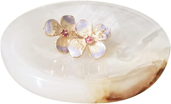 𝟏𝟎𝟎% Round Marble Ring Dish, Stone Jewelry Holder,Trinket Dish Tray Ring Holder, Nightst... | Amazon (US)