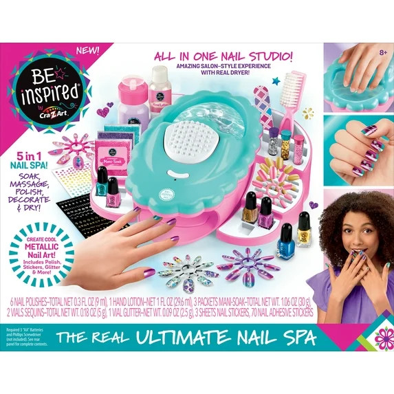 Cra-Z-Art Be Inspired 5-in-1 Real Ultimate Manicure Metallic Nail Polish Spa, Nail Art, Child-Twe... | Walmart (US)