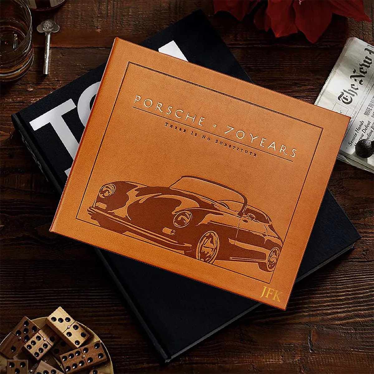 Porsche 70 Years - Personalized Leather Bound Coffee Table Book | HomeWetBar.com