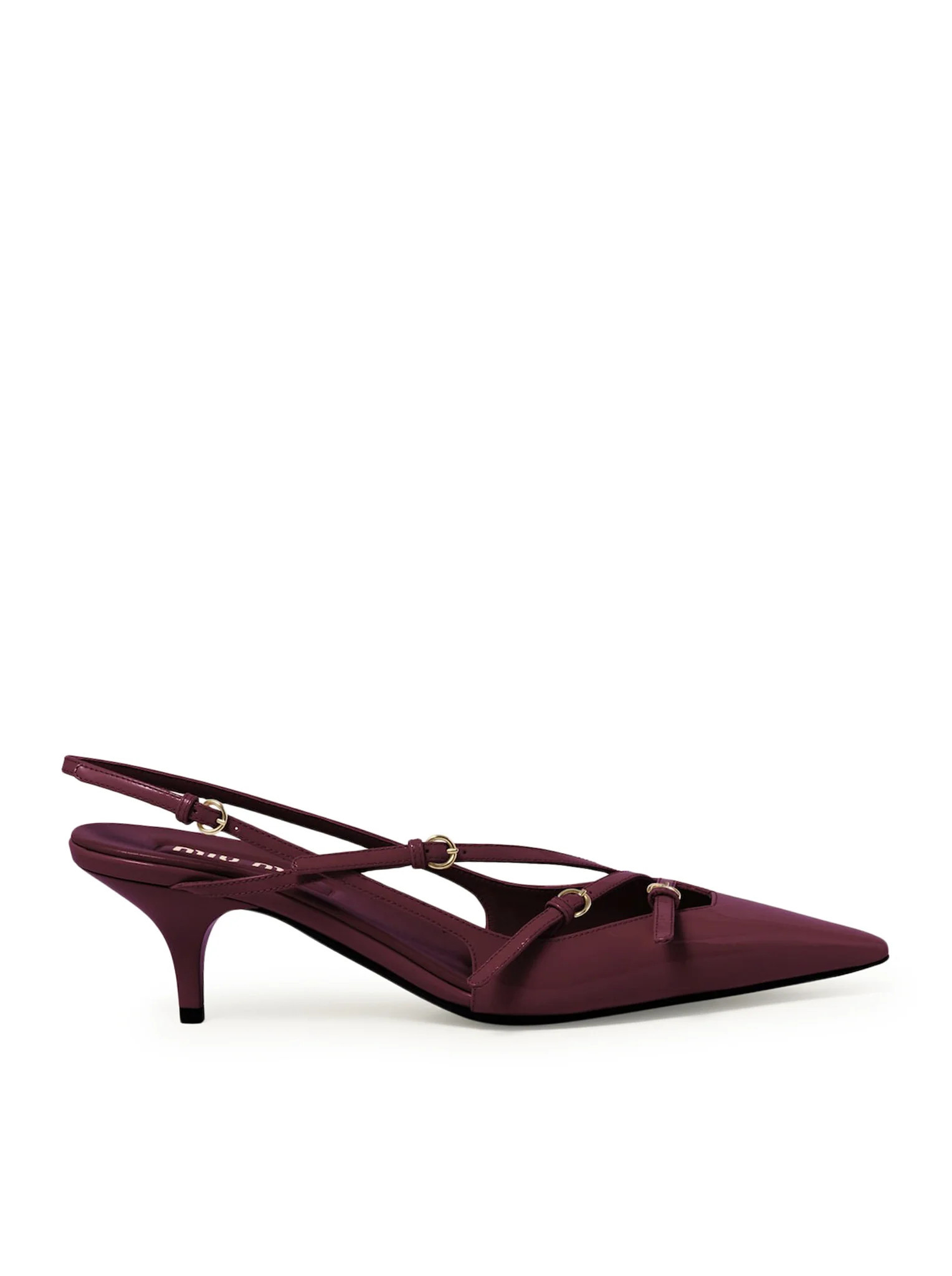 PATENT LEATHER SLINGBACK WITH BUCKLES - Miu Miu - Woman | Suitnegozi INT