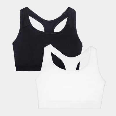 Fruit of the Loom Womens Medium Impact Sports Bra Black Hue/White XXL | Target