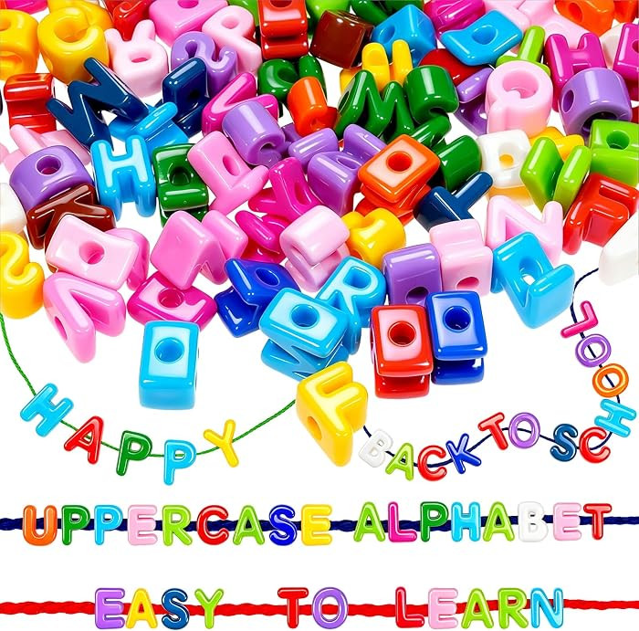 Bbiamsleep 212 Pcs Lacing Letters Beads, Colorful Mixed Alphabet Beads | Amazon (US)