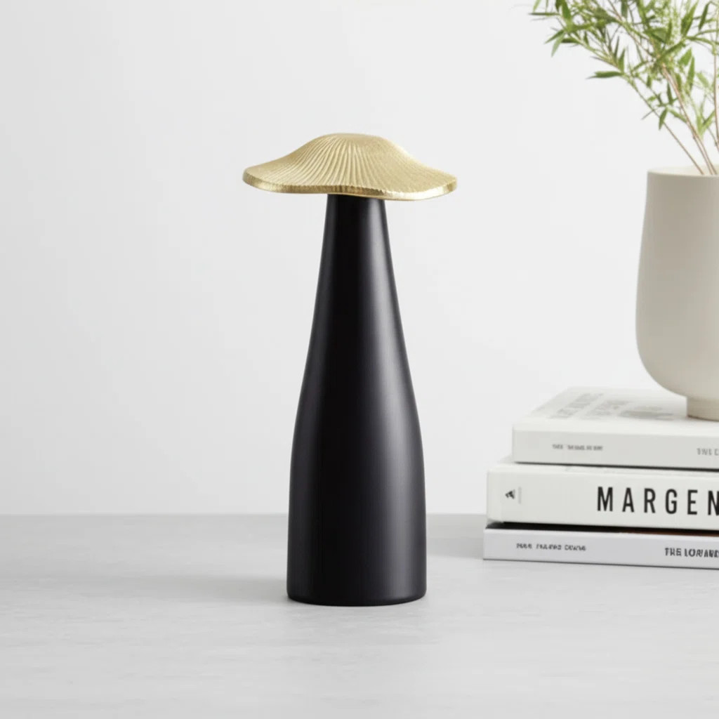 Metal, Mushroom Decor Black and Gold, Cylinder, Two-Tone | Wayfair North America