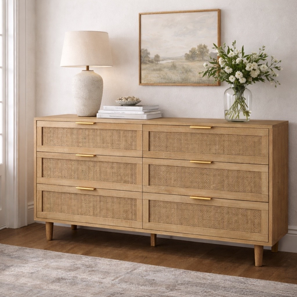60% OFF this rattan wood dresser 😳

Tell me this doesn’t look way more expensive. Such a beautiful bedroom piece with natural wood and rattan detail.

Perfect for a warm, neutral bedroom look.

#LTKOver40 #LTKHome #LTKSaleAlert