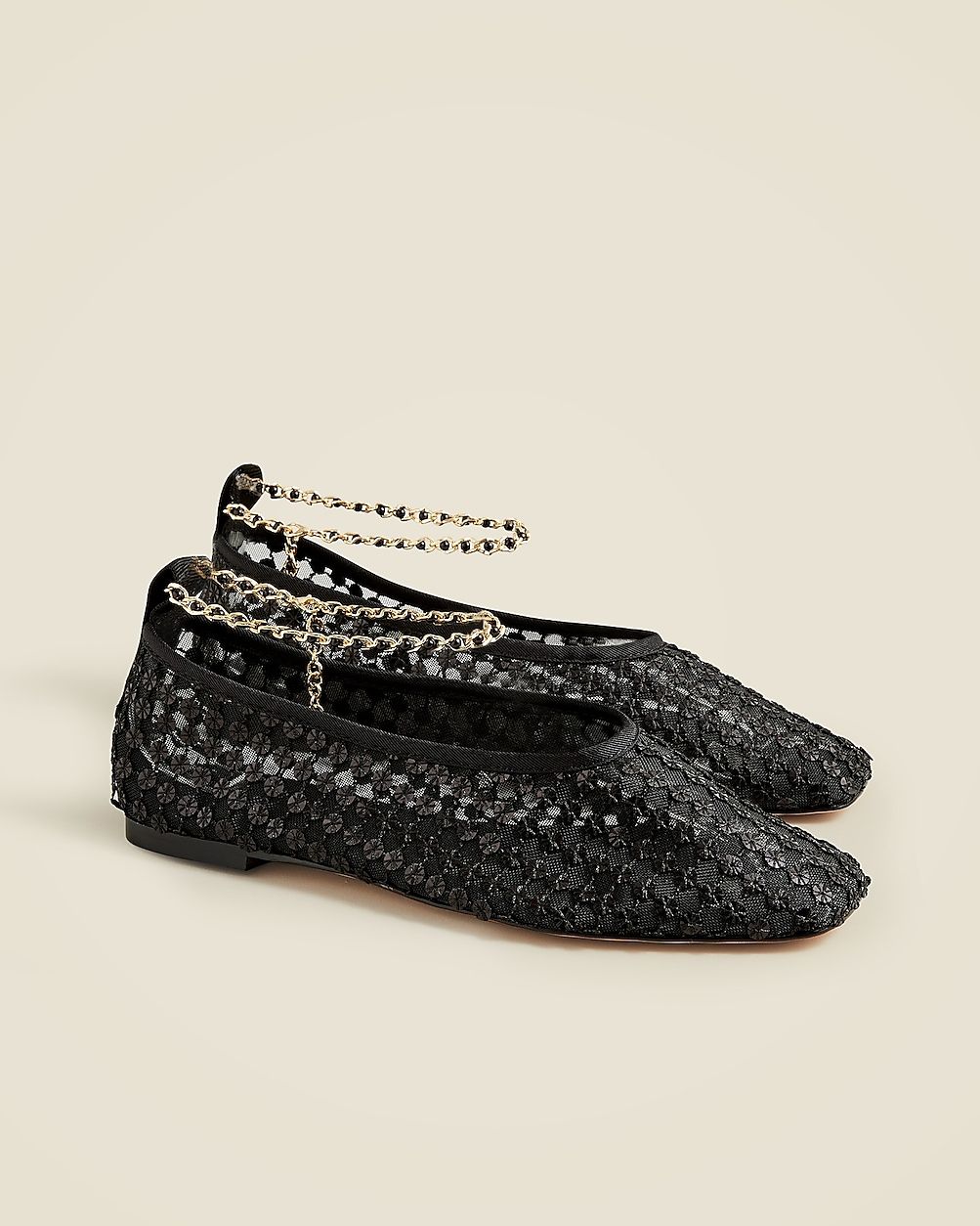 Quinn embellished removable ankle-strap ballet flats in mesh | J. Crew US