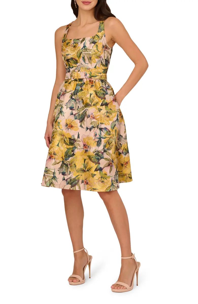 Floral Jacquard A-Line Dress | Nordstrom