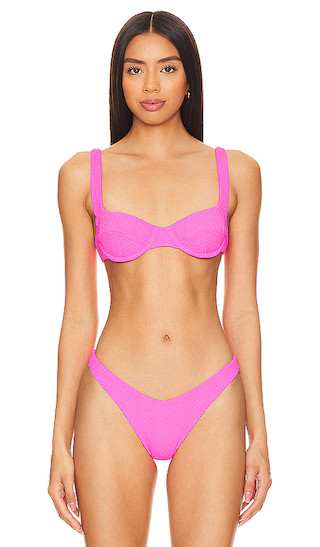 Wavy Baby Wide Strap Balconette Bikini Top in Blazing Pink | Revolve Clothing (Global)