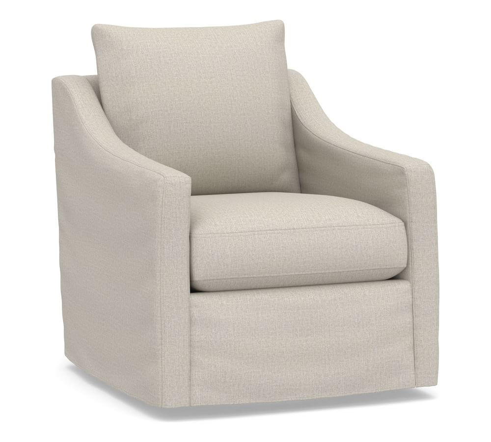 Ayden Slope Arm Slipcovered Swivel Glider | Pottery Barn (US)