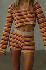 Moxy Knit Shorts — Sunset Stripe | YLLW The Label