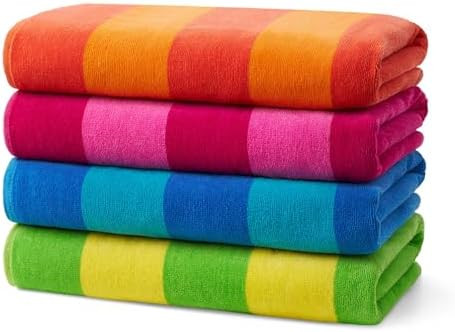 Kaufman - Soft Oversized Beach Towels in Bulk | 29" x 58" Velour Striped Towel | Absorbent, Quick... | Amazon (US)