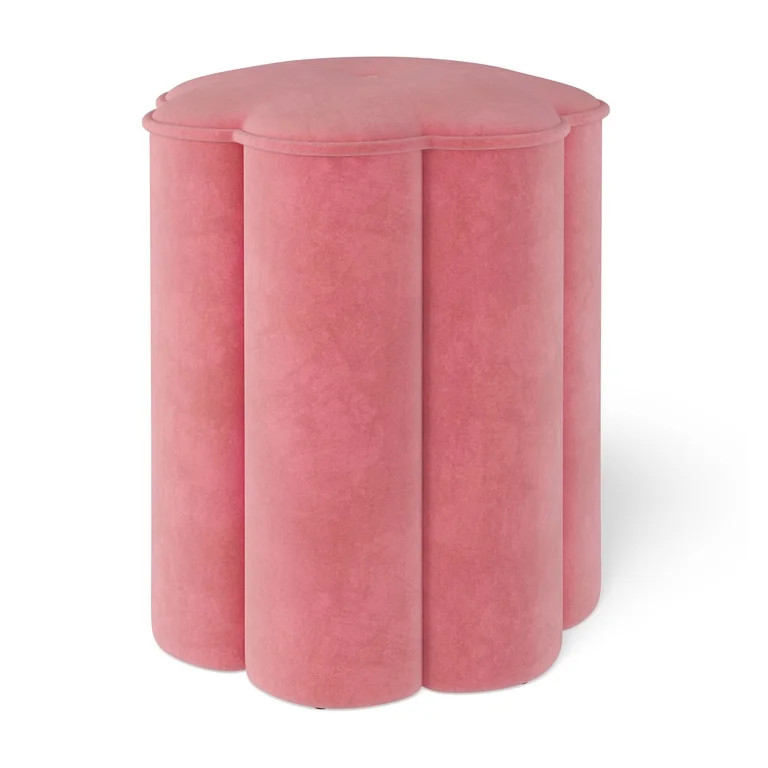 Mainstays Kids Flower Petal Pink Ottoman with Cozy Sherpa Fabric | Walmart (US)