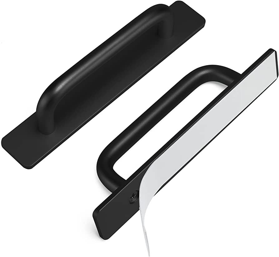 2 Pack Self-Stick Instant Cabinet Drawer Handles Pulls Black Aluminum Alloy Stick on Handle Adhesive | Amazon (US)