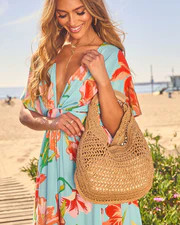 Salt and Sun Woven Crochet Straw Hobo Bag | VICI