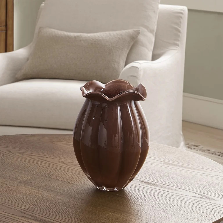 Home Decor Collection 9" Brown Milky Glass Vase | Walmart (US)