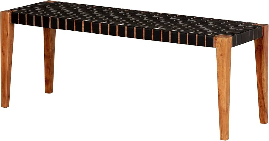 South Shore Balka Woven Leather Bench, Matte Black | Amazon (US)