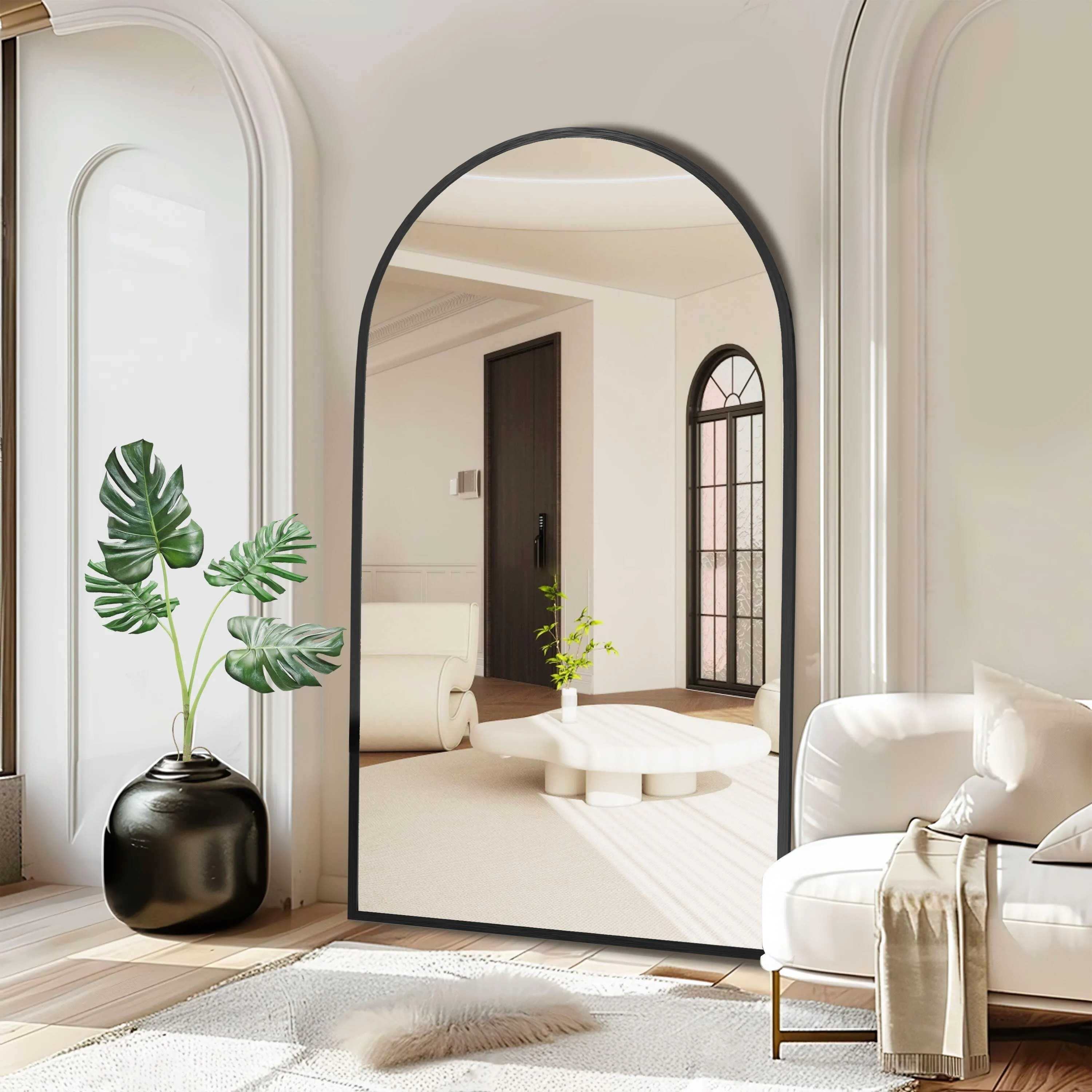 Feronia 67" Standing Floor Mirror, Black | Ashley