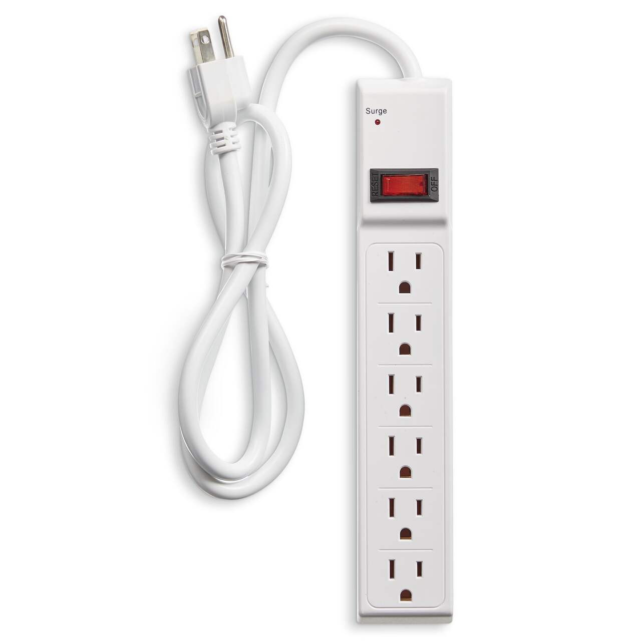 Certified 6-Outlet Surge Protector Power Bar, 3-ft cord, 350 Joules, White | Canadian Tire