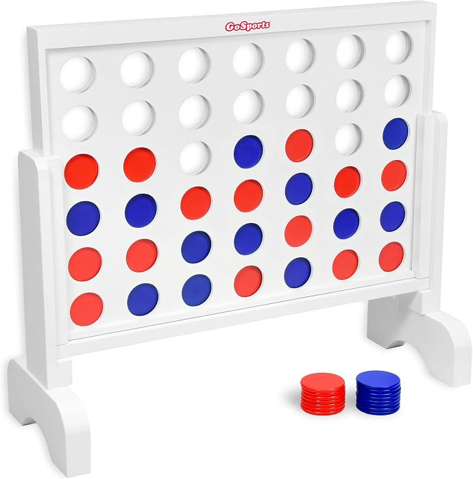 GoSports 2 foot Width Giant 4 in a Row Game with Carrying Case, Made from Wood | Amazon (US)