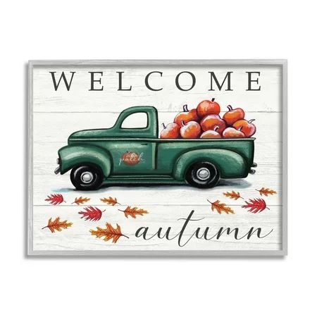Stupell Home Décor Industries Green Farm Truck Autumn Apple Harvest Welcome Sign 11 x 14 Designed by | Walmart (US)