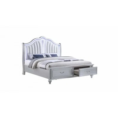 Mystic Contemporary Style Upholstered LED headboard Bed made with Wood in Silver(Only Bed) | Wayfair North America
