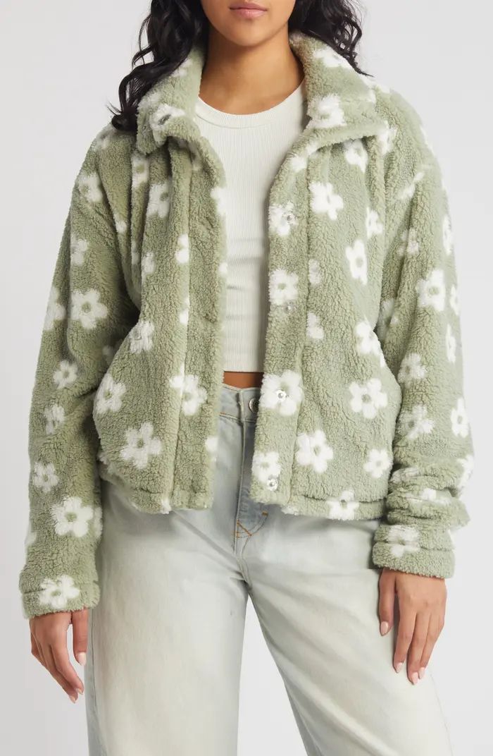 Thread & Supply Floral Print High Pile Fleece Jacket | Nordstrom | Nordstrom