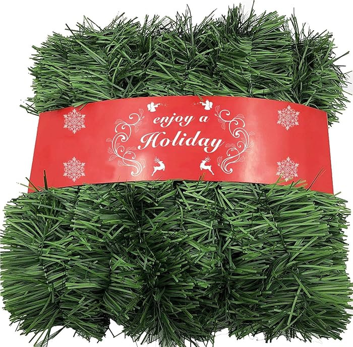 ATNKE 52Feet/16M Christmas Garland Decorations,Non-Lit Soft Green Holiday Decor for Outdoor or In... | Amazon (UK)
