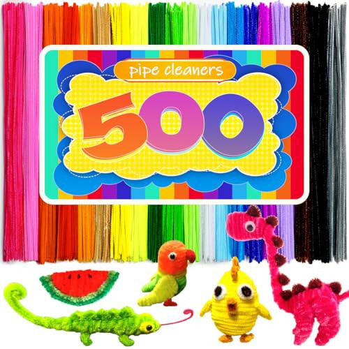 GAGANIU 500pcs Pipe Cleaners, Pipe Cleaners for Crafts, Craft Supplies Multicolor Chenille Stems for Art&Craft Christmas DIY Projects(12inch*6mm,20colors) | Amazon (US)