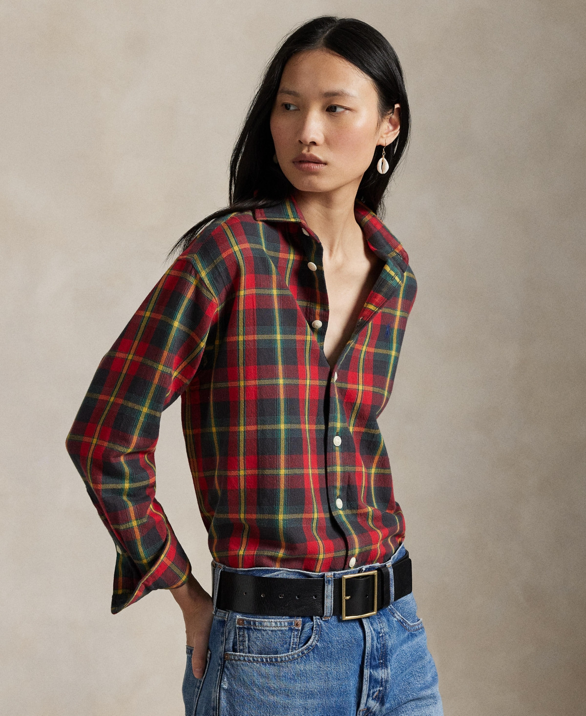 Polo Ralph Lauren Women's Long Sleeve Plaid Shirt - Red/Green | Macy's