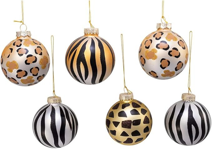 Kurt S. Adler Kurt Adler 80MM Gold, Silver and Black Animal Glass Ball, 6 Piece Box Ornament, Mul... | Amazon (US)