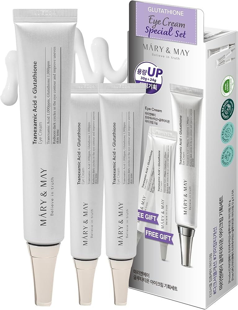 Mary&May Tranexamic Acid + Glutathione Eye Cream Set (1,000ppm each) – Brightening Under Eye Cr... | Amazon (US)