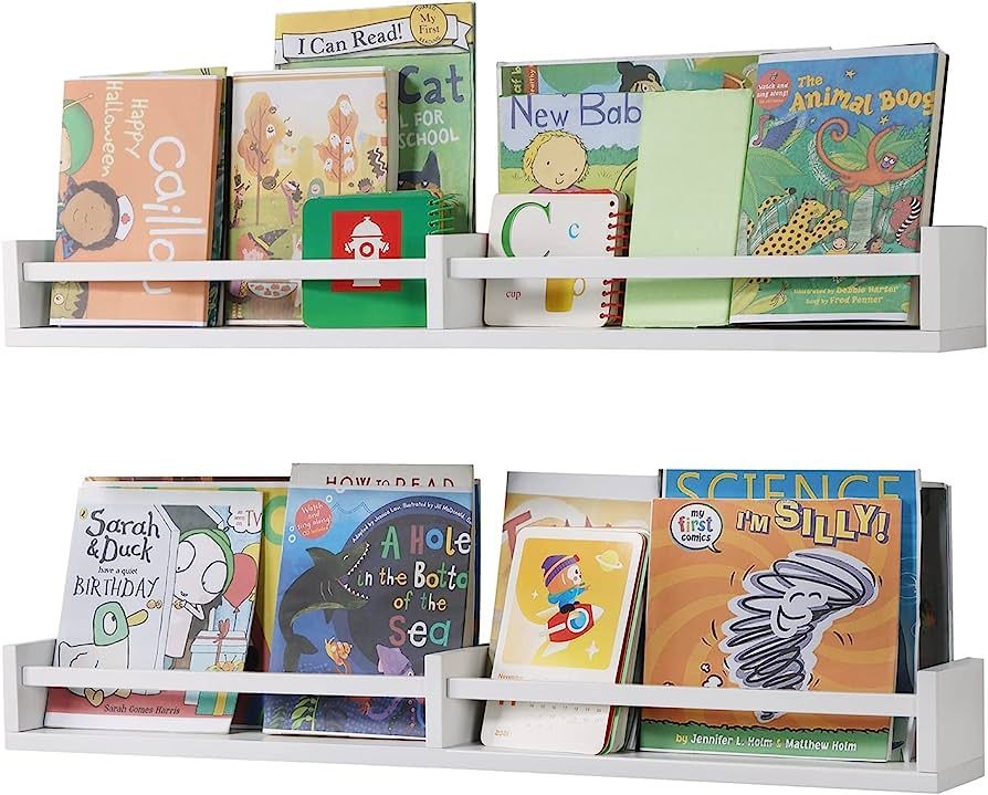 Austin yan White Nursery Bookshelves Wall Mounted, 32inch,Wood Floating Wall Bookshelf for Kids,H... | Amazon (US)
