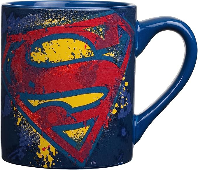 Silver Buffalo DC Comics Superman Splatter Paint Logo Ceramic Coffee Mug, 14 Ounces | Amazon (US)