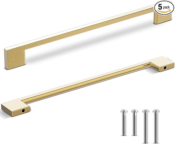 Southern Hills 5 Pack Gold Cabinet Pulls 224mm Brushed Gold Drawer Pulls Gold Handles for Drawers... | Amazon (US)