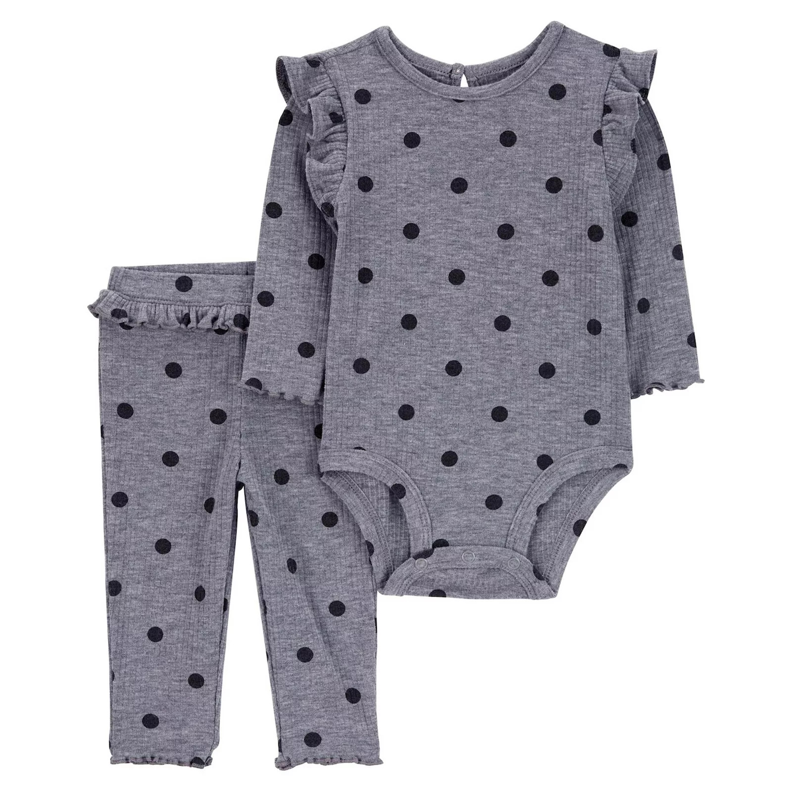Baby Girl Carter's 2 Pc Polka Dot Bodysuit Pants Set, Girl's, Size: 3 Months, Gray Dots | Kohl's