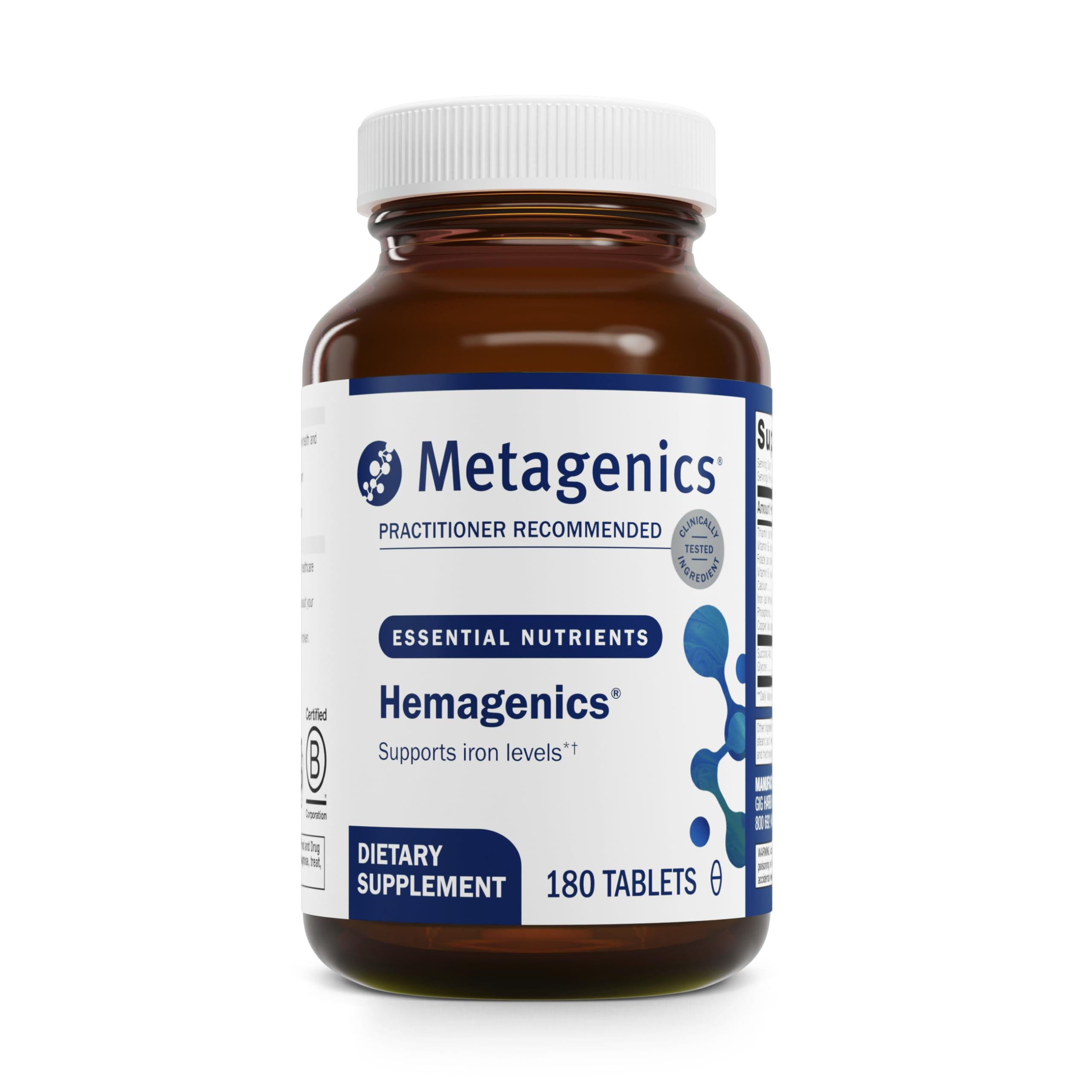 Metagenics Hemagenics - Iron Supplement - Non-Constipating - Vitamin B12, B6 & Folate - Supports ... | Amazon (US)