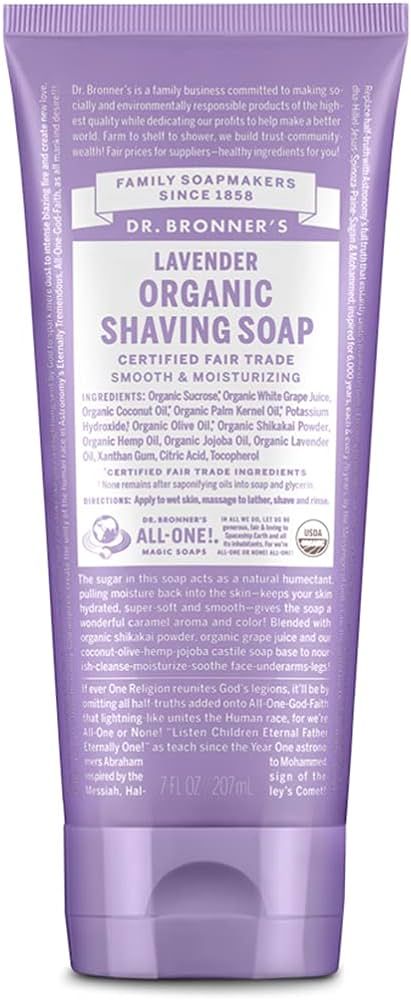 Dr. Bronner's - Organic Shaving Soap (Lavender, 7 Ounce) - Certified Organic, Sugar and Shikakai ... | Amazon (US)