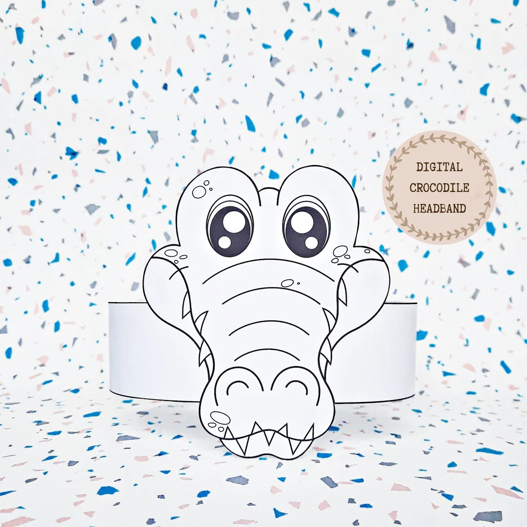 Crocodile Paper Coloring Crown, Animal Paper Hat for Kids, Instant Download Paper Crown Animals, ... | Etsy (CAD)