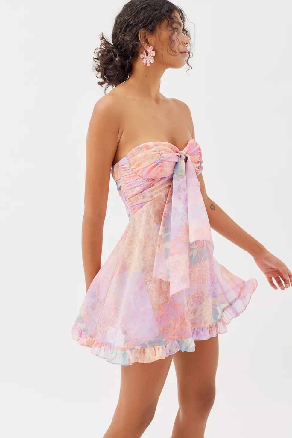 For Love & Lemons Teagan Strapless Paisley Mini Dress | Urban Outfitters (US and RoW)