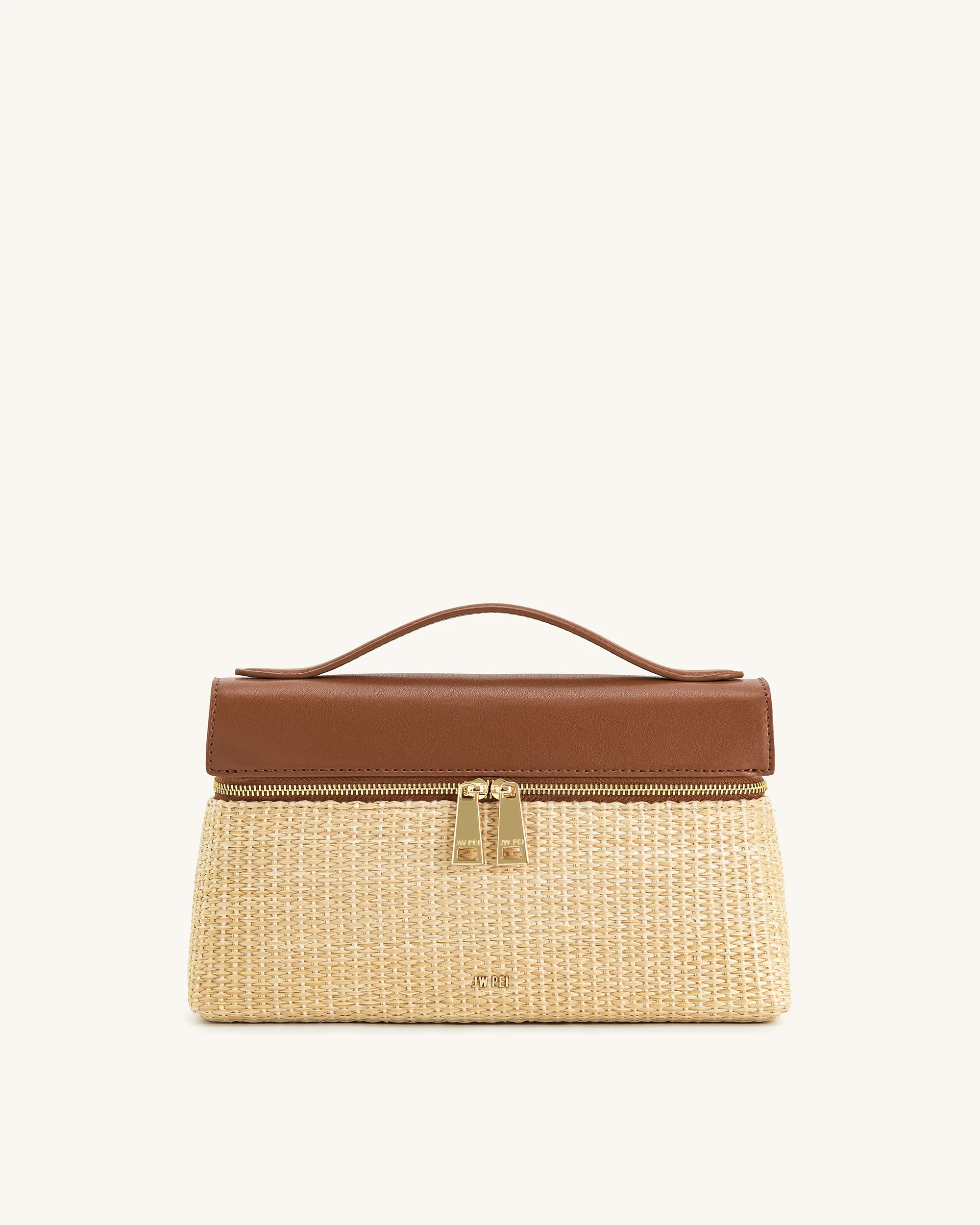 Thea Faux Straw Top Handle Bag - Brown Straw | JW PEI US