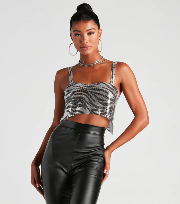 Wild Side Zebra Print Chainmail Top | Windsor Stores