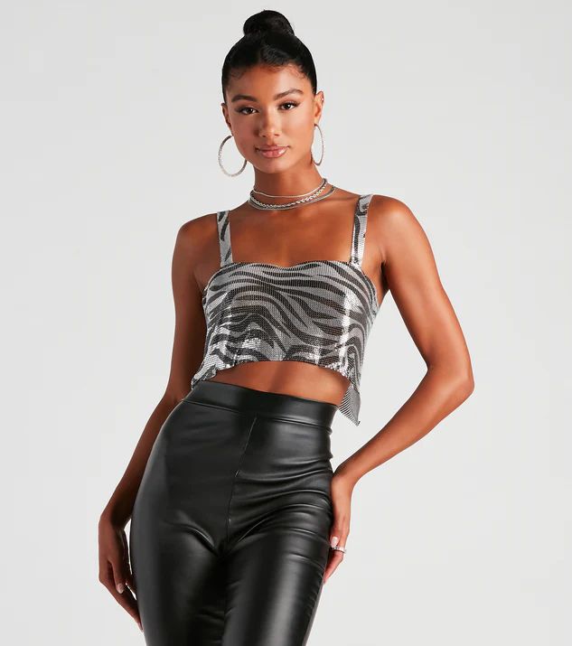 Wild Side Zebra Print Chainmail Top | Windsor Stores