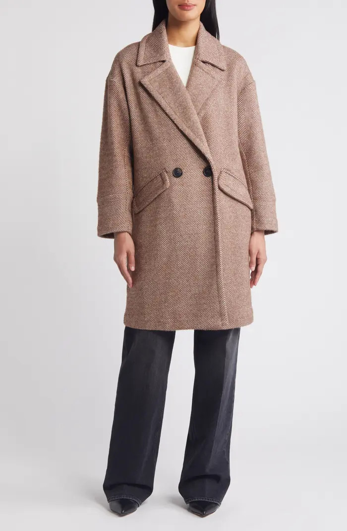 BCBGeneration Double Breasted Herringbone Knit Coat | Nordstrom | Nordstrom
